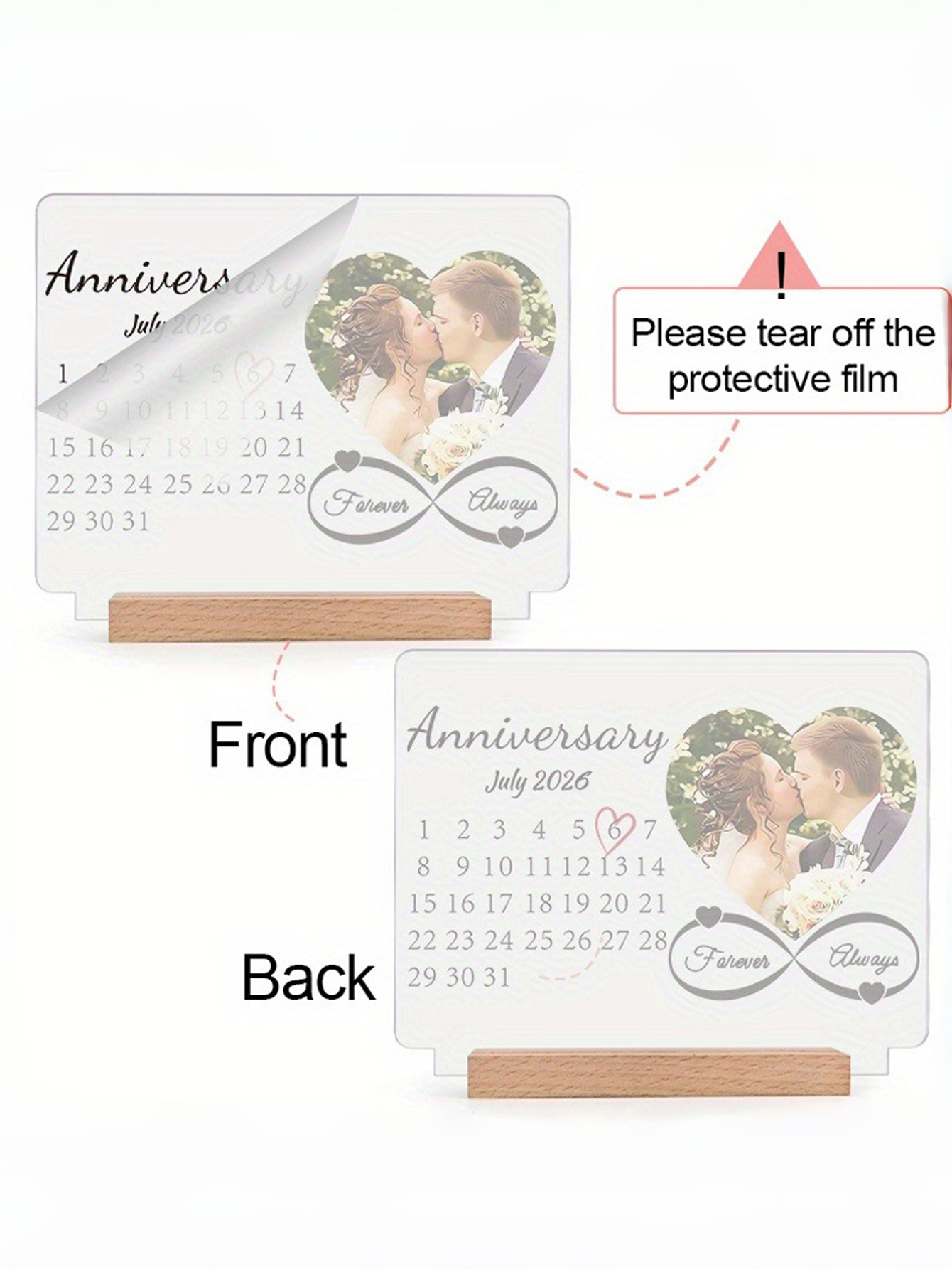 Custom Anniversary Photo Acrylic Calendar Stand